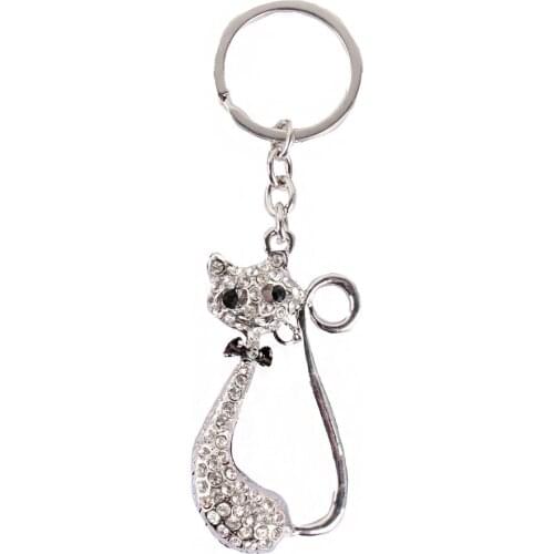 New Fox Bowknot Cute Crystal Charm Purse Handbag Car Key Keyring Keychain Party Wedding Birthday Gift