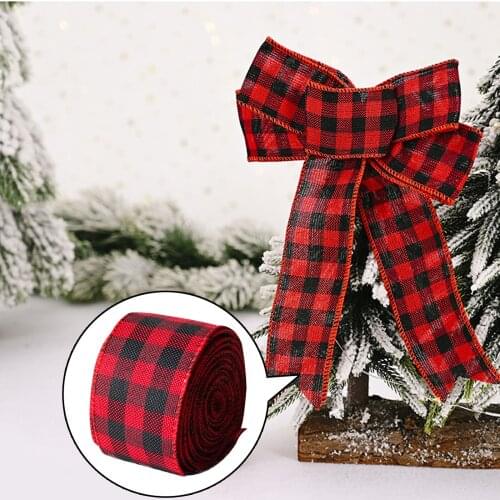 Braid 5M/Roll Red Black Gift Ribbon Grosgrain Linen Plaid Belts Burlap Diy Autumn Festival Supplies Christmas Decorations