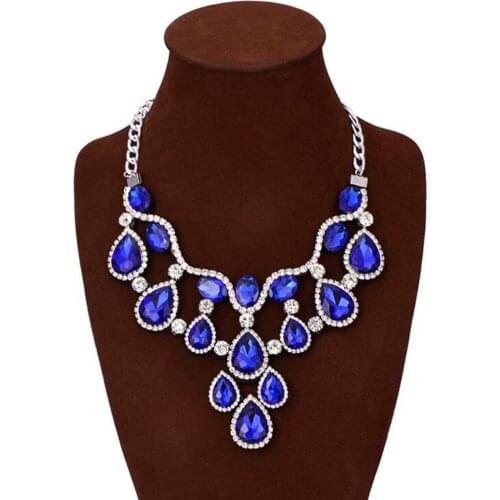 DiLiCa Trendy Women Crystal Statement Bib Necklace Pendant Rhinestone Choker Female Party Jewelry Maxi Necklaces & Pendants