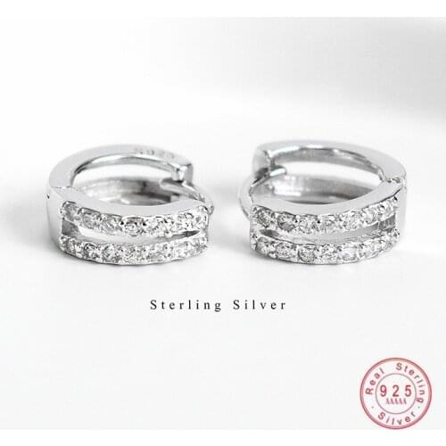 925 Sterling Silver Simple Pavé Crystal Earrings Women Fashion Trend Wedding Party Ear Clips Girlfriend Jewelry Gifts