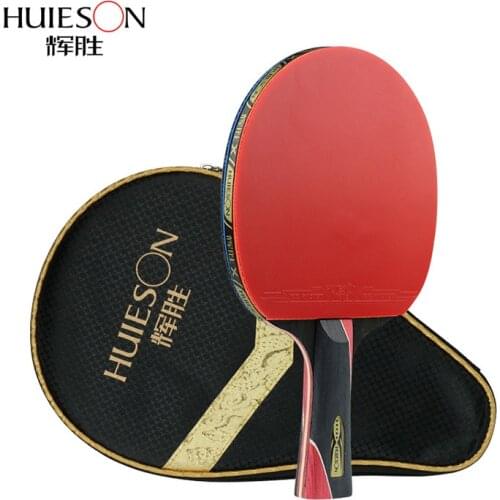 Huieson 5 Star Ping Pong Racket Carbon Fiber Table Tennis Racket For Double Pimples-in Rubber