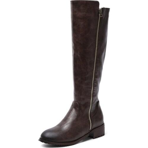 Plus Size boots women woman winter boots women women shoes botas Side zipper metal trim