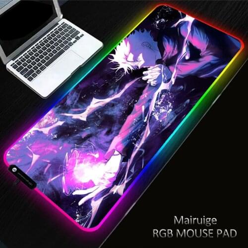 Anime Jujutsu Kaisen RGB Gaming Pad Rubber Non-Slip Laptop PC Led Gamer Large Mouse Pad Keyboard Mousepad for Computer Desk