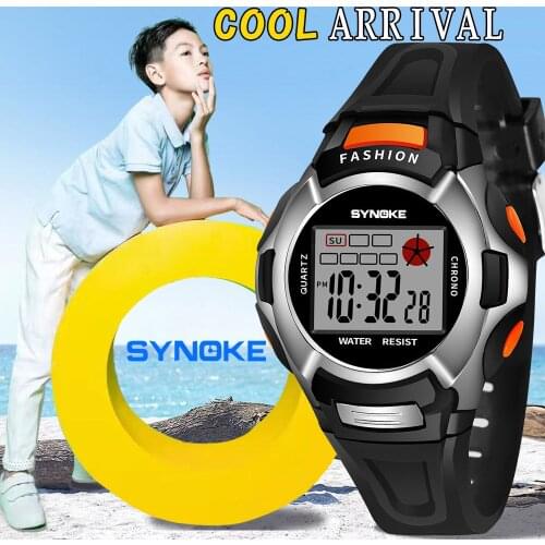 SYNOKE Children Digital Watch Boys Student Waterproof Sports Watch LED Digital Date Wristwatch Silicone Strap Girls Boys Watches