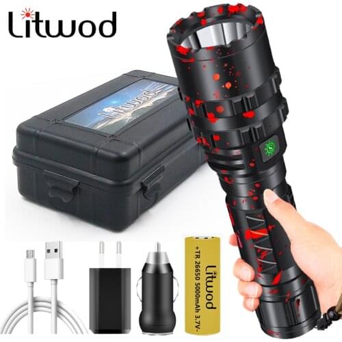 Xhp50.2 Led Flashlight Torch Cree 18650 or 26650 Rechargeable Battery Shock Resistant Hard Light Self Defense Bulbs