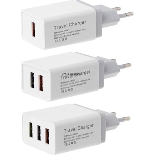 1 2 3 USB Port 5V 2.4A Travel Charger Power Adapter EU Plug For Phone Tablet PC