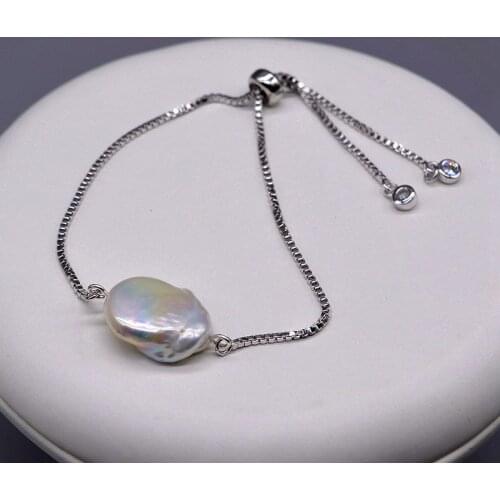 Ladies adjustable bracelet, white baroque pearls, ladies fashion casual accessories, girls bracelet