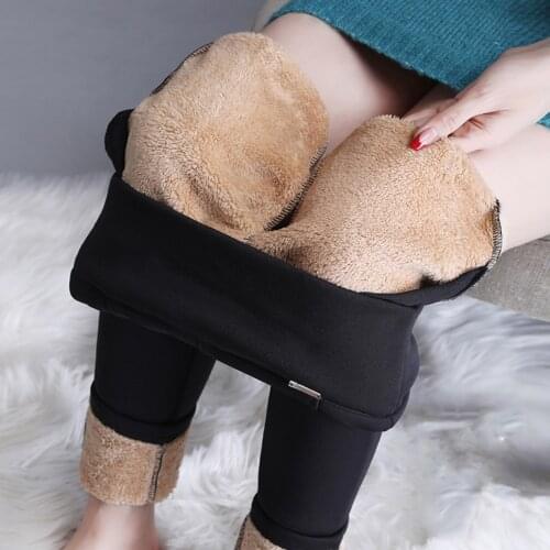 Winter Warm Cashmere Skinny Leggings Women Thick Velvet Pencil Pants Female Plus Size Stretch Fleece Trousers Outwear Leggings