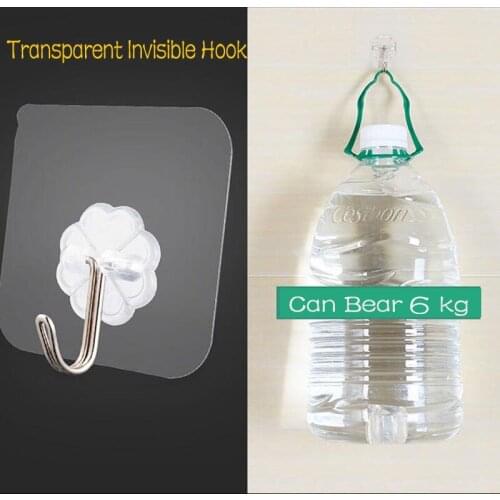 10Pc transparent household hook non-slip seamless bathroom toilet kitchen storage supplies