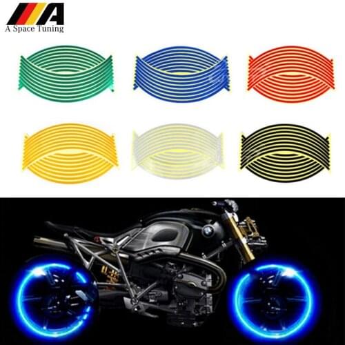 16 Strips Reflective Motorcycle Motocross Bike Sticker Auto Wheel Rim Moto Tape Decal Protector For Yamaha Honda BMW Suzuki KTM