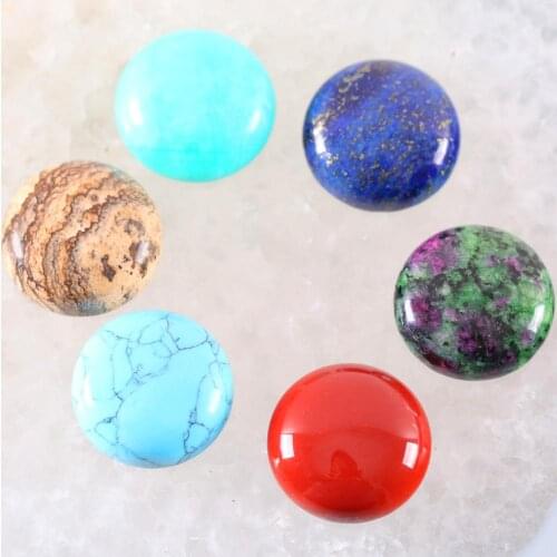 20MM CAB Cabochon Natural Stone Onyx Crystal Opal Round Beads For Jewelry Making DIY Bracelet Necklace Stone Bead No Hole