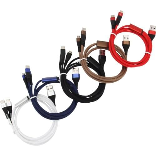 20pcs/lot 3 IN 1 8Pin Type C Micro Nylon USB Cable For iPhone 8 X 7 6 6S Plus iOS 10 9 8 Samsung USB Fast Charging Cables Cord