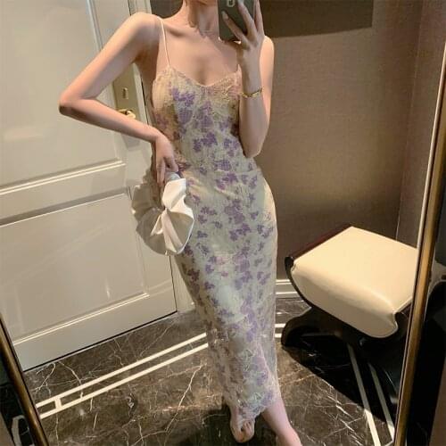 2021 summer Strap Dresses women Lace midi dress sleeveless backless elegant banquet party Dress sexy Vestidos