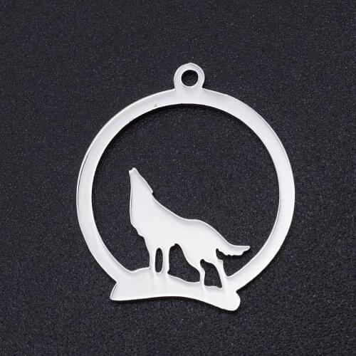 5pcs/lot 100% Stainless Steel Wolf Charms Pendants Wholesale Top Quality Never Tarnish DIY Necklace Bracelet Making Charms