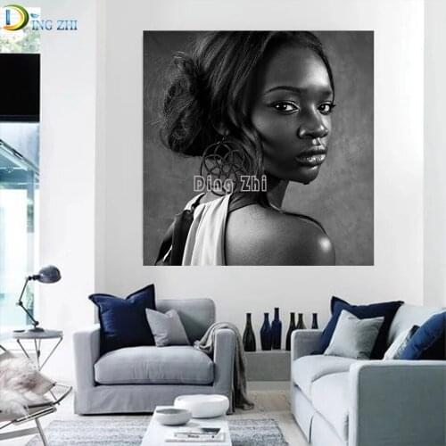 Diamond Painting New Embroidery Sale African Woman 5D DIY Cross Stitch Full Square Round Black And White Portrait Mosaic Art