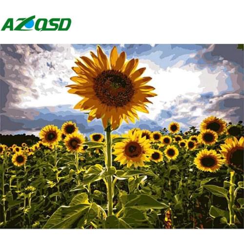 AZQSD Paint By Number Sunflower Canvas Painting Kits Pictures Oil Painting By Numbers Flower HandPainted Home Decoration Gift