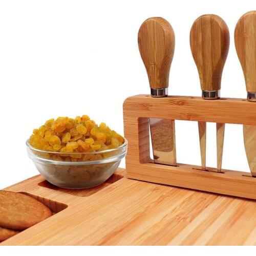 1PCS Bamboo Cheese Board Set Cooked Food Platter Meat Cutting Cheese Board Utensils Board Kitchen Cutting Party Board B5W5