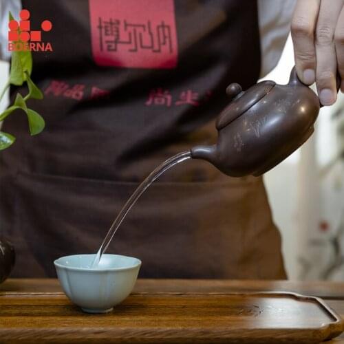BOERNA 180-200ml Nixing Boutique Environmentally Clay Teapot with Filter Teaware Raw ore Beauty Kettle Handmade Teaset Gift box
