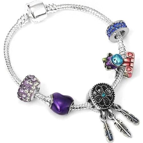 New Colorful Rainbow Series Charm Bracelet For Women DIY Dreamcatcher & Unicorn Beads Fit Brand Charm Bracelet Jewelry Gift