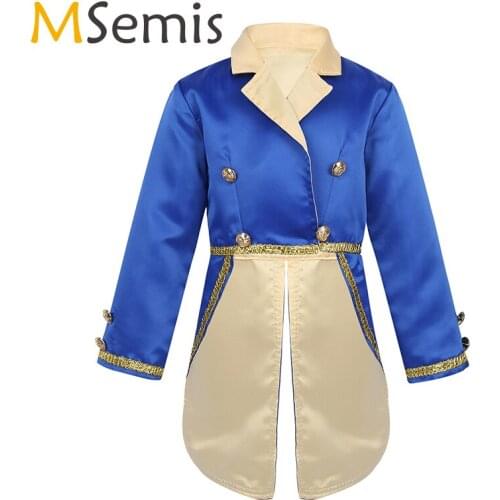 Kids Boys Prince Costume Halloween Cosplay Long Sleeves Turn-Down Collar Tuxedo Jacket Tailcoat Christmas Cosplay Party Rave
