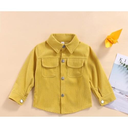 Kids Baby Corduroy Coat Shirts Toddler Boys Long Sleeve Button-down Casual Daily Spring Fall Jacket Outwear Blouses 3 Colors