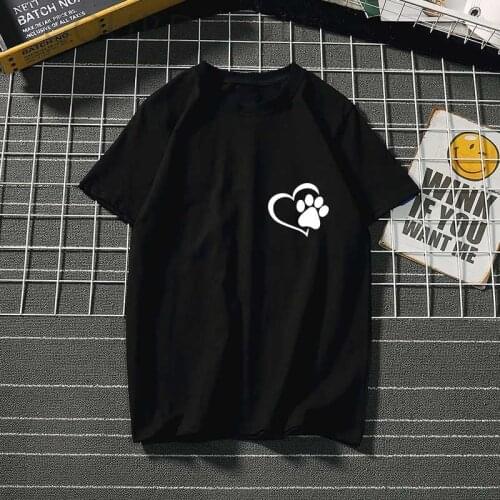 Dog love Heart Graphic Tshirt Women Harajuku Summer Causal Black T Shirt Women short sleeve female o-neck Kawaii Tshirt Tumblr