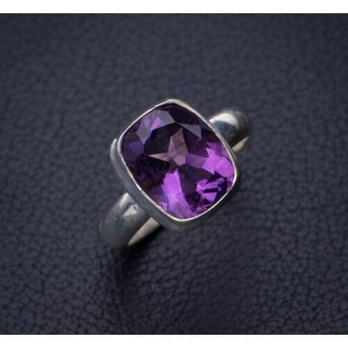 StarGems Natural Amethyst Handmade 925 Sterling Silver Ring 6 E2736