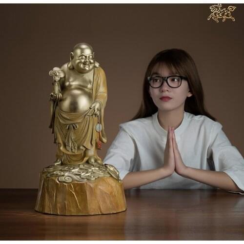 2021 high grade Maitreya God of wealth buddha statue HOME SHOP Company Efficacious Talisman Money Drawing Bronze Sculpture art