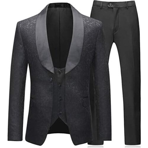 Terno masculino Mens suit 3 Pieces Tuxedos Vintage Groomsmen Wedding Suit Prom Formal Tuxedo(Jackets+Vest+pants) costume homme
