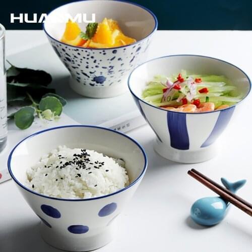 5/7 Inch Japanese-Style High-Legged Ramen Instant Noodle Bowl Household Porcelain Ceramic Tableware Soup And Noodle Bowls Gifts
