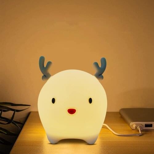 Carton Animal Dinosaur Panda Led Night Light Battery/USB Charge Silicone Touch Sensor Puppy Lamp for Children Kids Baby Gifts