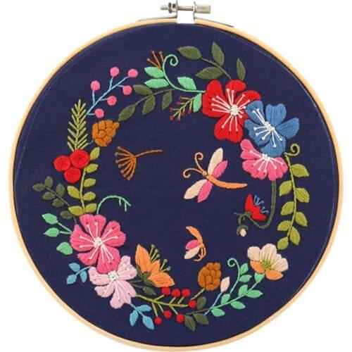 1set Flower DIY Handmade Embroidered Needlework Set Embroidery Materials Package Cross Stitch Sewing Supplies Home Decor