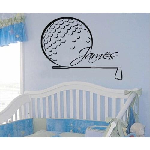 Wall Decal Golfer Custom Personalized Name Vinyl Sticker Teens Golf Player Kids Living Room Bedroom Home Decor Wallpaper WW-159