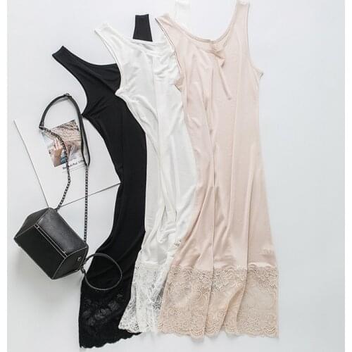 Birdsky, 1PC Women mulberry silk camisole nightdress nightgown petticoat lace full slips under dress, round neck, summer. OR-65