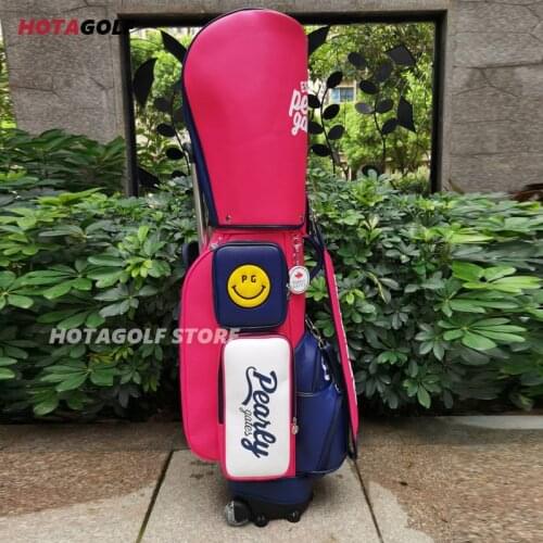 NEW Womens Fashion Golf bag Pink/Red PG golf bag Pull rod with pulley Golf standard bag Golf equipment bag