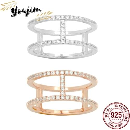 New Luxury Zircon I-shaped Women Ring Fashion Elegant Monaco Exquisite Jewelry Gift 925 Silver