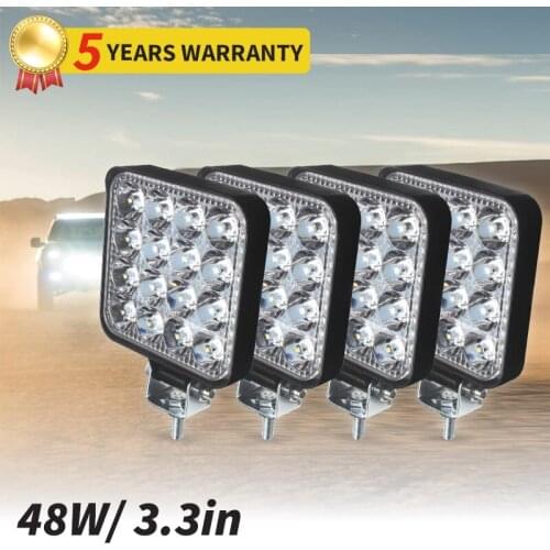 New Led Light Bar 48W Led Bar Square Spotlight Off Road LED Work Light 12V 24V For Car Truck 4X4 4WD Car SUV ATV