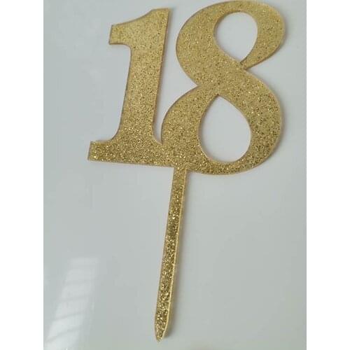 New Glitter 16 18 30th Birthday Acrylic Cake Topper 50 Wedding Anniversary Cupcake Topper for Anniversary Party Cake Decorations