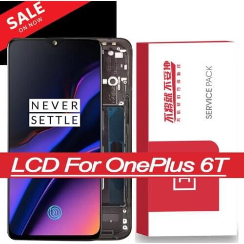 Original 6.41'' AMOLED Display With Frame for Oneplus 6T A6010 A6013 Touch Screen Digitizer Assembly Repair Parts