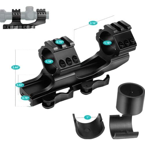 Mounts Cantilever Riser Mounts 30mm 25.4mm 1 inch Featuring 20mm Picatinny Ring Tops 4 Slots for Gun Scope Riflescope Flashlight
