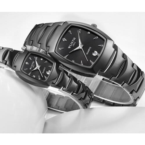 Couple Watches for Lovers Quartz Wristwatches Fashion Luxury Casual Decoration Bracelet Tungsten Steel Color Square Watch