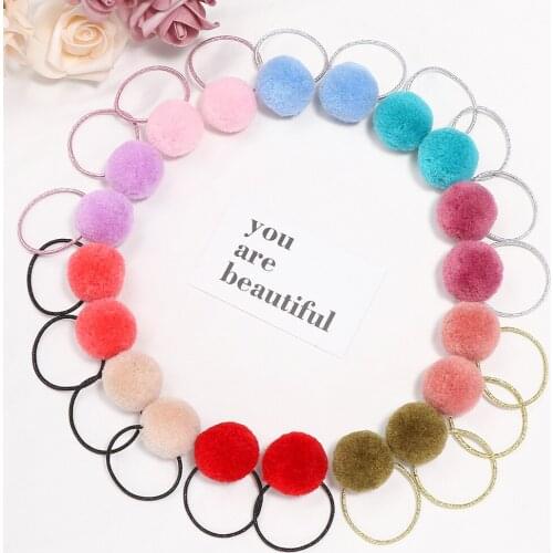 5pair/lot Children Hair Circle Band Colorful Fluffy Ball Headband Elastic Headwear Kids Photo Shoot Hair Accessories Kids Gifts