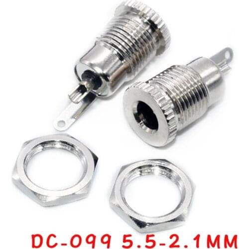 10pcs DC099 5.5x2.1mm DC Power Jack Socket Female Panel Mount Connector metal 5.5*2.1