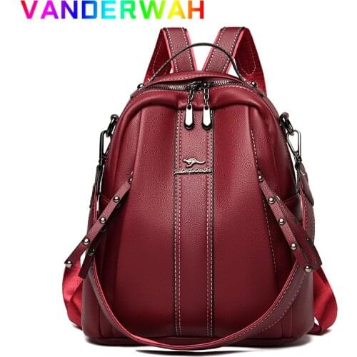 Large Capacity Pu Leather Backpacks for School Teenagers Girls Multifunction Ladies Shoulder Bag Casual Luxury Designer Bookpack