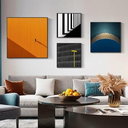 Modern minimalist living room decoration painting black and white combination personality creative atmosphere light luxury mural