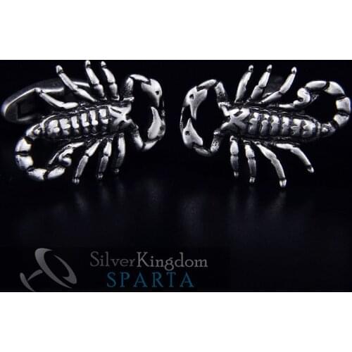 SPARTA Antic Silver Plated 3D Scorpion scorpio cufflinks mens Cuff Links + Free Shipping !!! metal buttons