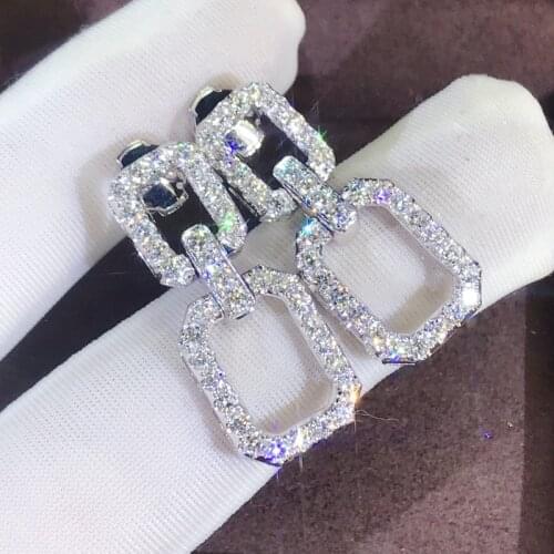 Eight Shape Diamond cz Drop earring 925 Sterling silver Engagement Wedding Dangle Earrings for women Bridal Gem Party jewelry