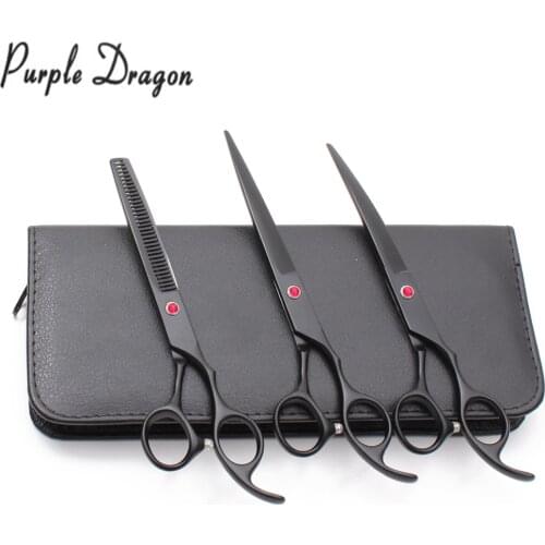 Z3103 D3Pcs Suit 7" Purple Dragon Dogs Hair Clippers Cutting+Thinning+Down Curved Shears Professional Pets Scissors Styling Tool