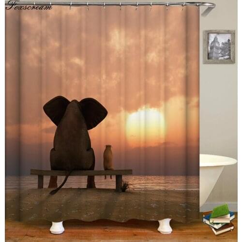 Elephant shower curtains With Hooks bathroom curtain Elephant Polyester Fabric Shower curtain Waterproof 3D Bath Curtain Or Mat