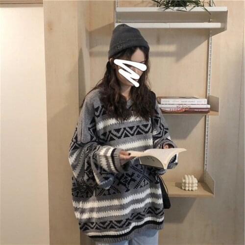 2021Korean sweetSweaters Women Harajuku Lovely Chic Preppy Simple Soft Loose Autumn Spring Teens Knitwear Casual FashionPullove